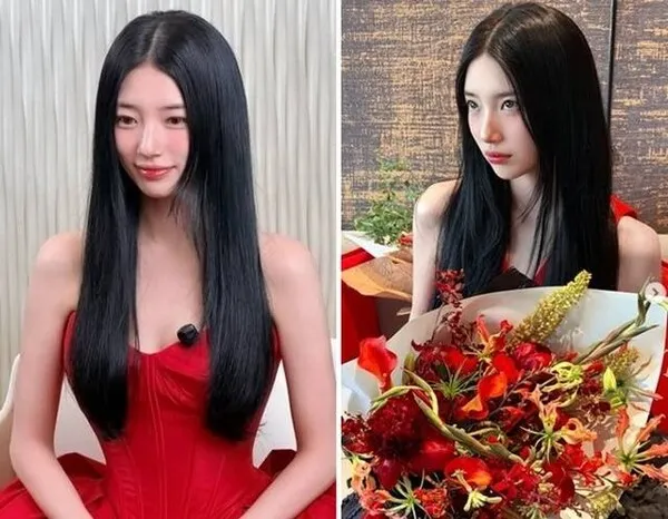 Suzy diện váy đỏ quyến rũ, visual mộng mơ khiến người xem ngỡ ngàng vì vẻ ngoài thanh mảnh