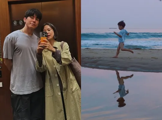 ユン・スンア、夫キム・ムヨルにそっくりな4歳の息子を公開!海辺を走る姿がまるで画報