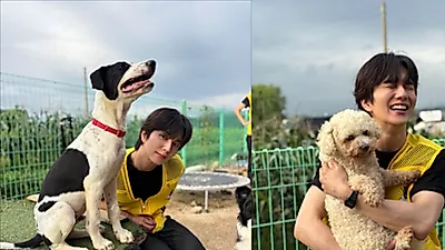Yoo Seung-ho walks abandoned dogs during heatwave to support shelter