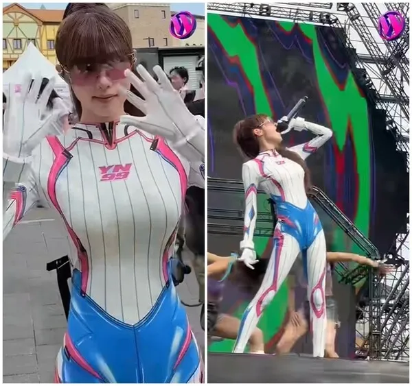 Choi Yena wins fans over with unconventional full-body racing suit at Waterbomb