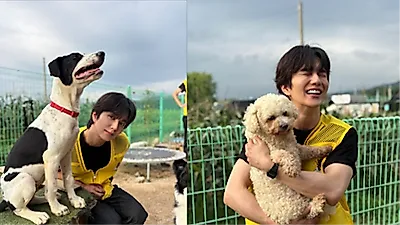 Yoo Seung-ho walks abandoned dogs during heatwave to support shelter