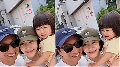 孙淡妃与李奎爀公开中秋家庭照，夫妻俩神情愈发相似