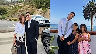 刘承俊公开家庭近照：结婚22年，双胞胎女儿已长至腰部