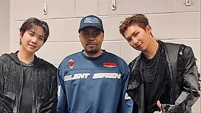 RMとSUGA、ヒップホップの伝説Nasと対面―BTSワールドツアー中に実現