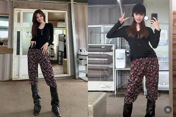 IVE LIZ, Fashionable with Floral Patterned 'Ilbaji' Pants While Horse Riding