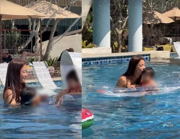 Lee Si-young shares candid parenting moments, feeding child formula while in swimwear