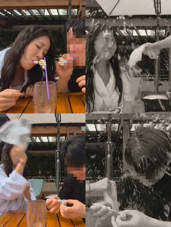 SOYOU shows off body after 20kg weight loss even during water splash game