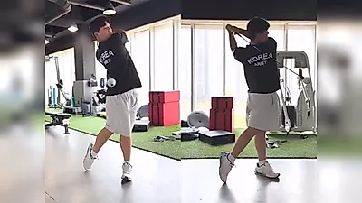 姜虎东儿子 Kang Si-hoo 高尔夫潜力无限——棒球界表示遗憾