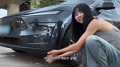 'Track and Field KARINA' Kim Min-ji suffers bumper damage and a torn tire just two days after receiving a new car