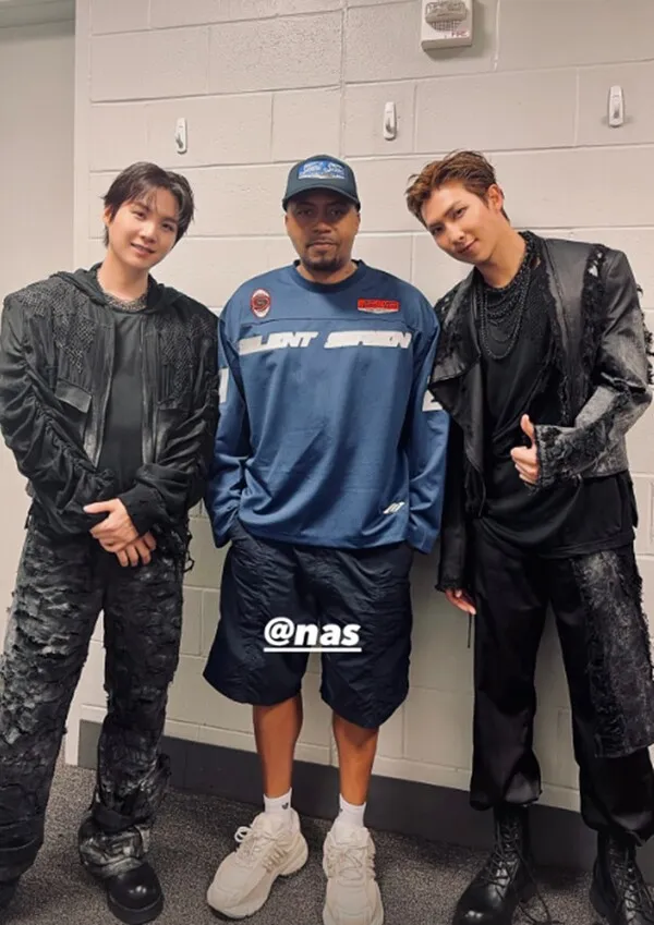 BTSのRM・シュガ、ヒップホップの伝説Nasと対面-ワールドツアーの最中に